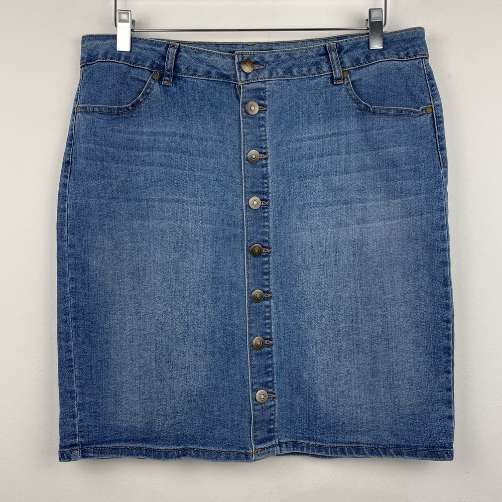 D. Jeans Straight Button Up Cotton Denim Skirt Size 12